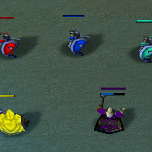 Working health bars with teamcolor:
http://www.hiveworkshop.com/forums/models-530/hp-mp-bars-team-colored-249492

Also check out the progress bar: