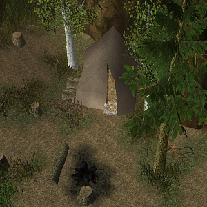 This is a small campsite in the Callienth wilderness. You follow someone back here after they run from you. They enter the tent, but once you enter yo