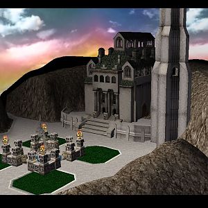 A front view of the Keep and Courtyard. (Fingolfin's Buildings)
