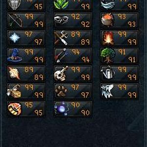 My skill levels as they were on total level 2500 out of 2595.