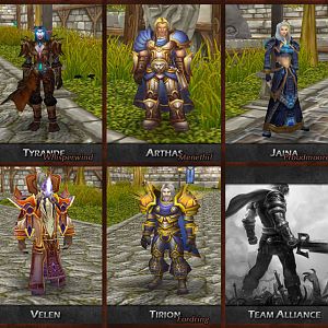 Team Alliance: Current Visual Looks

- Tyrande's new moon-ish bow ingame
- Arthas and Tirion new stand animation remake
- Velen slight model mesh