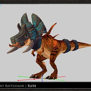 Ancient Battlesaur, geomerged using T-rex reduced mesh from previous Heroes Return project. Final model recreation size: 147 kb