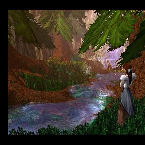 Woman looking at waterfall.