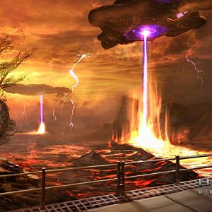 video games mountains landscapes trees futuristic lava halo halo reach spaceships defiant digital ar Wallpaper 2560x1600 www.wallpaperswa.com