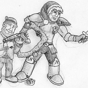 The recent elected Captain of the Niss (Christmas Elf Army), Ventus, and to his side, the Christmas Elf Leprey McPatrickus.