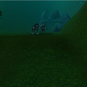 A cave goblin with its warg companion.
