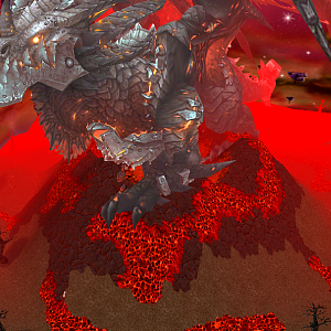 Deathwing sitting in middle of the Scar of The Worldbreaker.