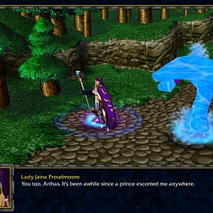 Lady Jaina Proudmoore and her elemental guardian discuess about the newly risen threat of the northlands of Brill.

Note: The New Terrain design.