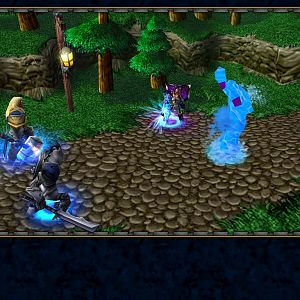 Prince Arthas Menethil, Captain Falric, Captain Marwynn as they appear with their two Alliance soldiers discussing the situation of the current Plague