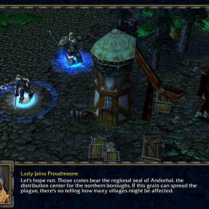 North West Brill, as it appears, during the Scourge of Lordaeron and as it was when it was under attack by the Undead Scourge. The group runs into the