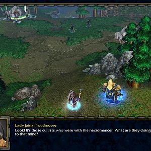 Prince Arthas Menethil and Lady Jaina Proudmoore lead their forces to notice the Cult of the Damned's Acolytes beginning to hunt a mine. Notice the ne