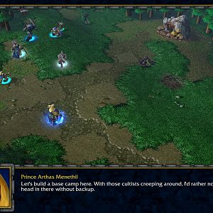 Prince Arthas Menethil and Lady Jaina Proudmoore lead their forces to notice the Cult of the Damned's Acolytes beginning to hunt a mine and defeat the