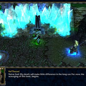 The new Graveyard section of Andorhal where Kel'Thuzad awaits. In the cinematic you get to see his new throne chair and glaciers around him. Kel'Thuza