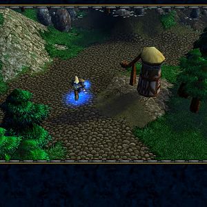 Prince Arthas Menethil walking on a lonely road to Stratholme after ordering Captain Luc Valonforth to remain behind. He is marching to catch up with