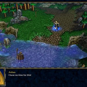 Prince Arthas Menethil walking on a lonely road to Stratholme after ordering Captain Luc Valonforth to remain behind. He is marching to catch up with