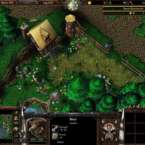 A farmstead with a villager hiding in Exodus02.