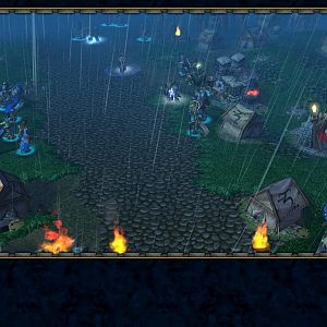 The original cinematic as it appears with the new encampment and terrain.