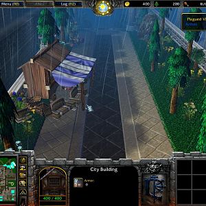 Stratholme's long yard with a bustling market.