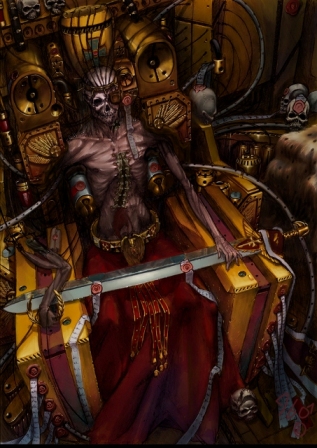40 k emperor by DESTRAUDO

Well the Emperor is truly a corpse on a fancy chair.