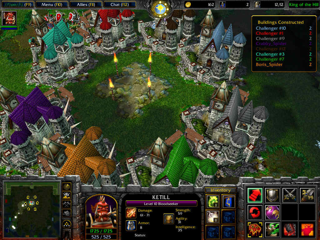 8 Castles are shown here, but KoTH can support up to 12 players.