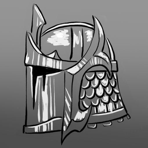 A concept of helmet. Idea came to my head while working on texture for a sword.