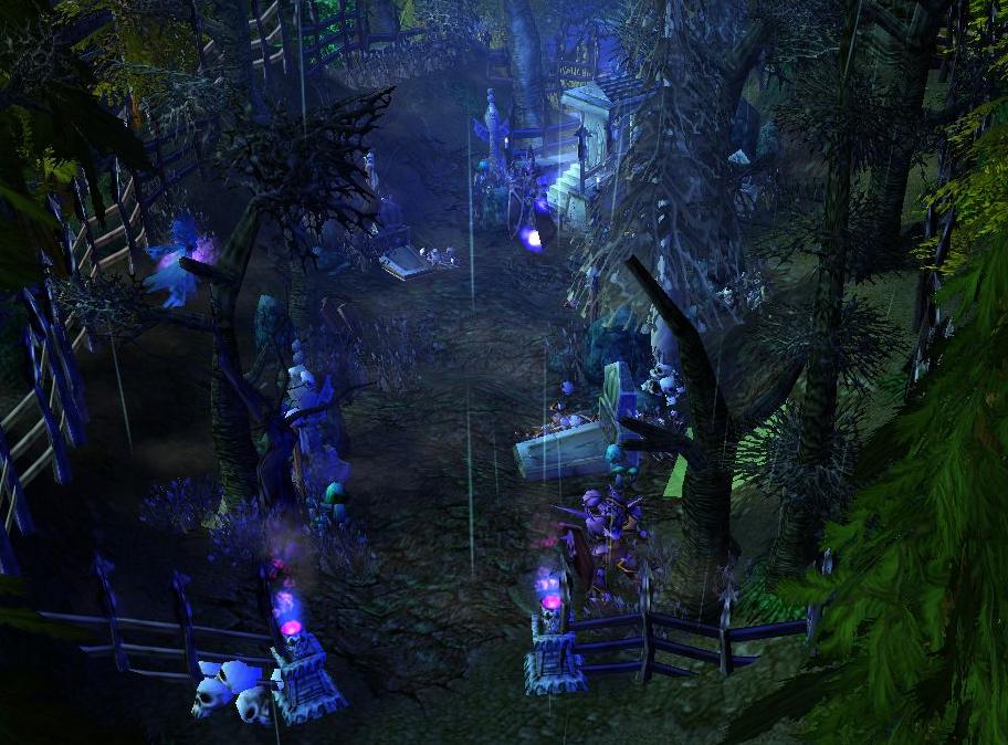 A creepy graveyard. Left of it is the 1st city.