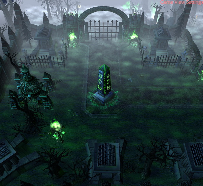 A Death Obelisk at the center of the Necropolis' left yard. Powers the Lich-lord's rituals, helping him summon spirits of the dead.