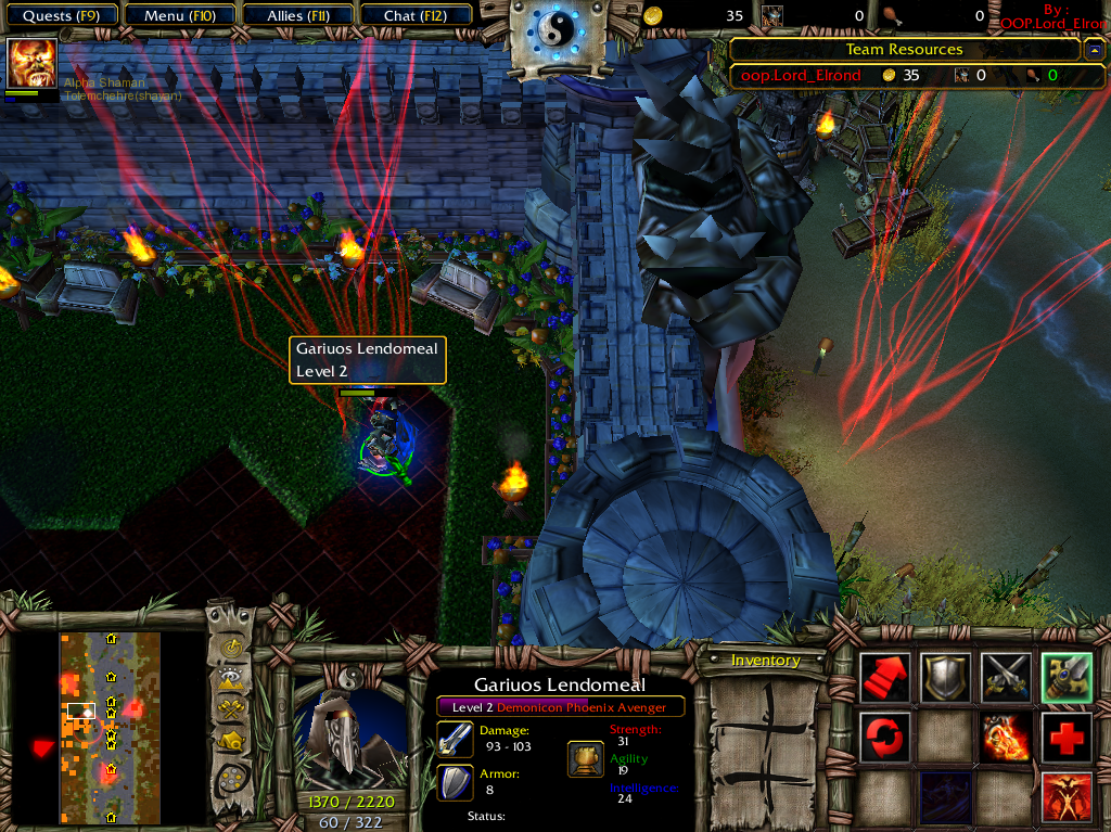 A Demonicon avenger teleporting into the phoenix terratory