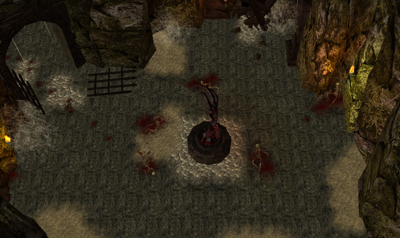 A disembodied arm reaching up from the depths under the catacombs. This arm will extend out of the well once you come near it. It has some abilities l