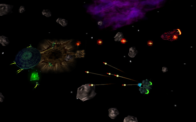 A display of weapon system features in Solar Conquest. 

Bottom right ship: The Aegis has quick attacks, then some cooldown before sending another b