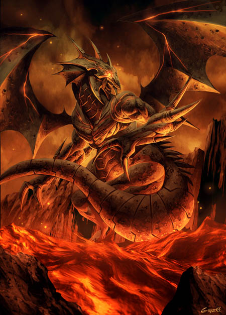 a Dragon rizen from a Vulcano