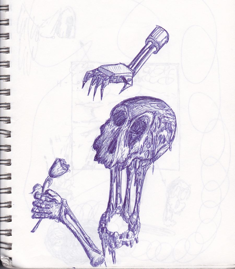 A face. Skull.

The point is- it's melting.

And it has a random two hands in it?