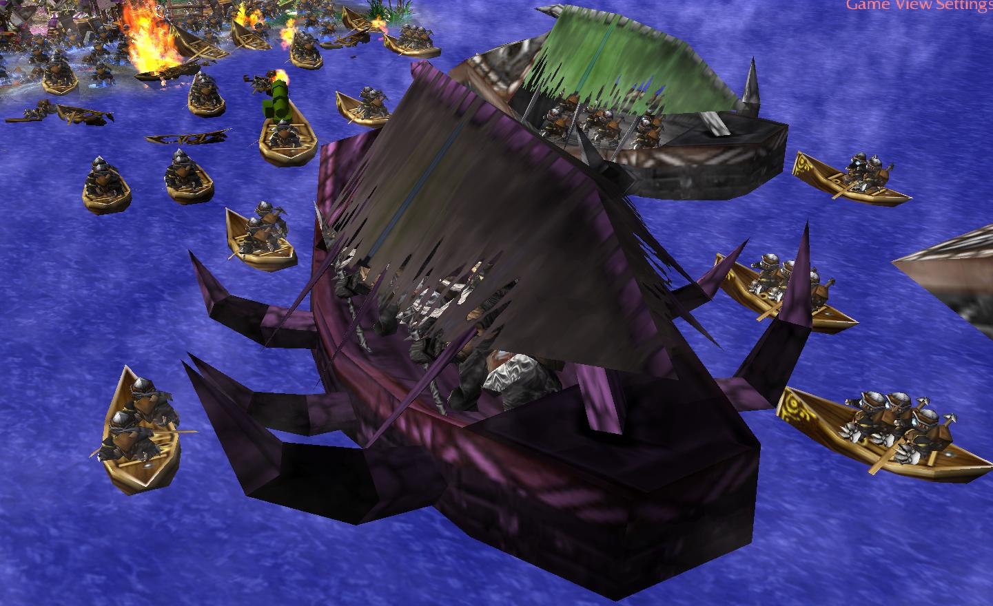A huge ship approaches! Onboard we can see horrible beasts, waiting to rain havoc on our beach! We must not let them reach the shores! Otherwise we ar