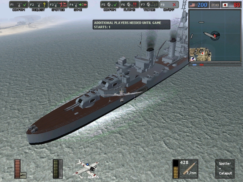 A Japanese A6M Zero making a Kamikaze attack against an USS Salt Lake City.

~Took from Battlegroup 42, a mod for Battlefield 1942