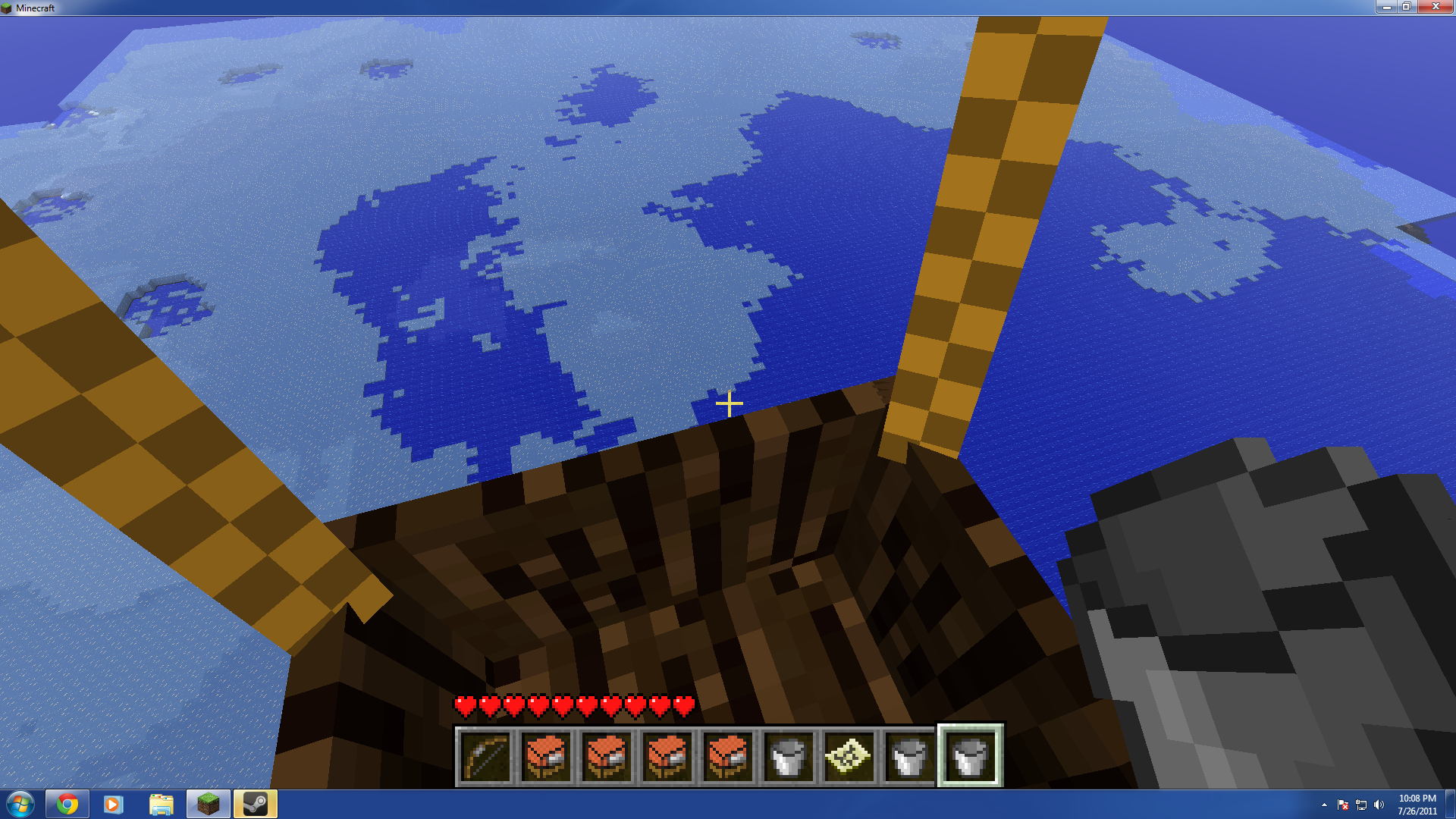 A lake with ice in Minecraft. And a balloon. I'm epic.

Yes, it's me.