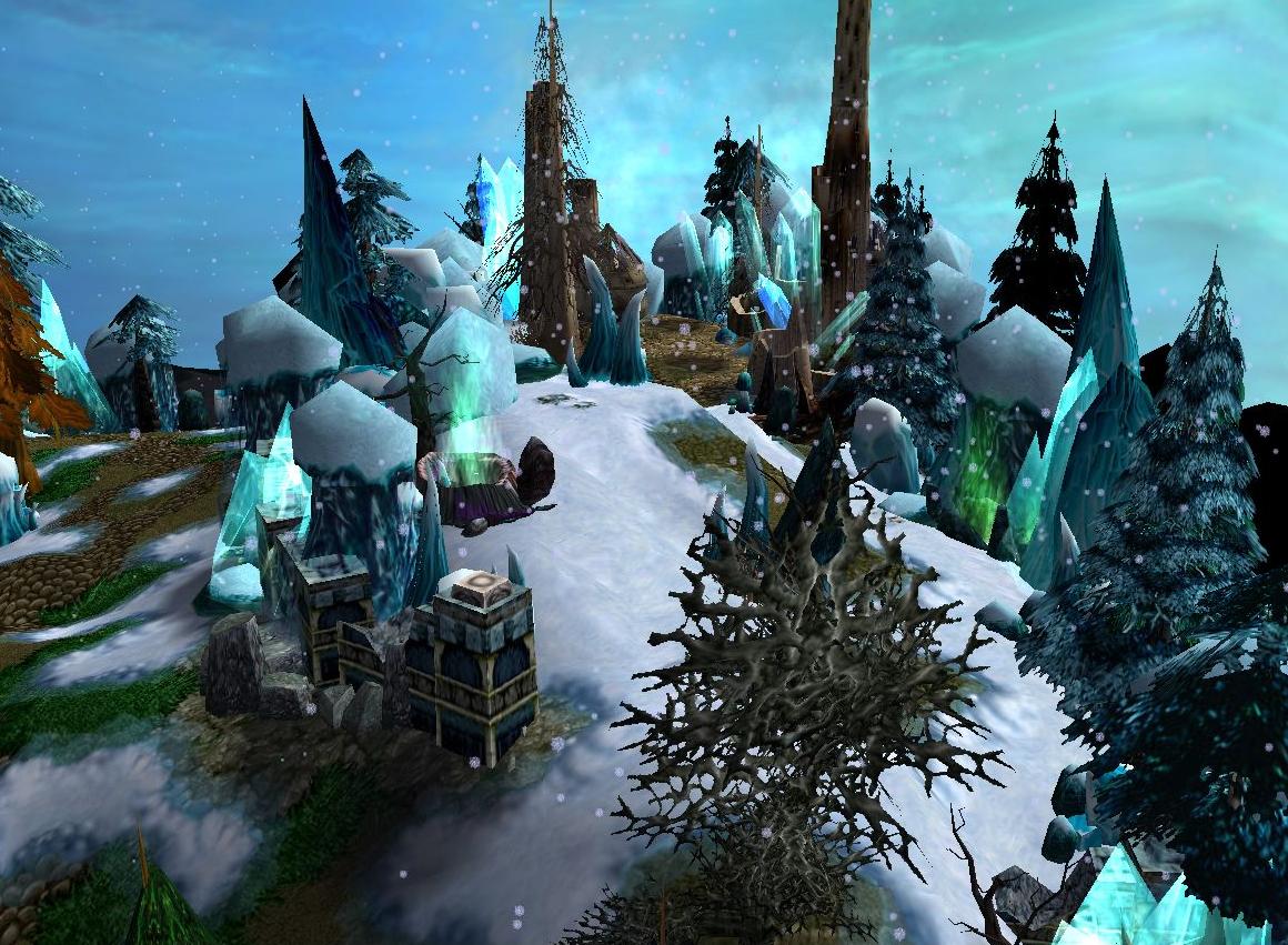 A old ruined mages' city, frozen.