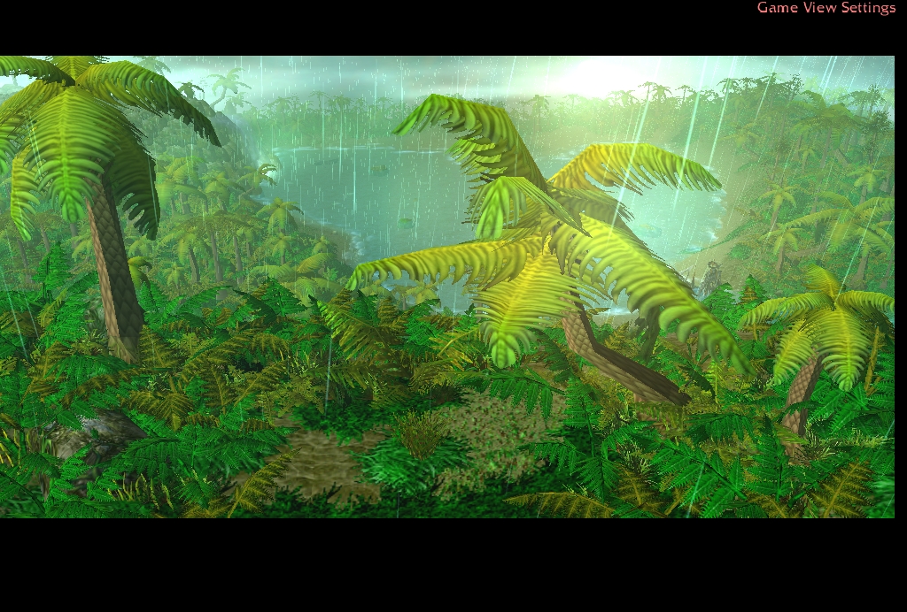 A peaceful jungle oasis on a rainy day about to clear up.