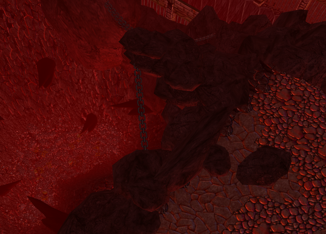 A pit of rotting corpses thrown from a rock outcropping high above
