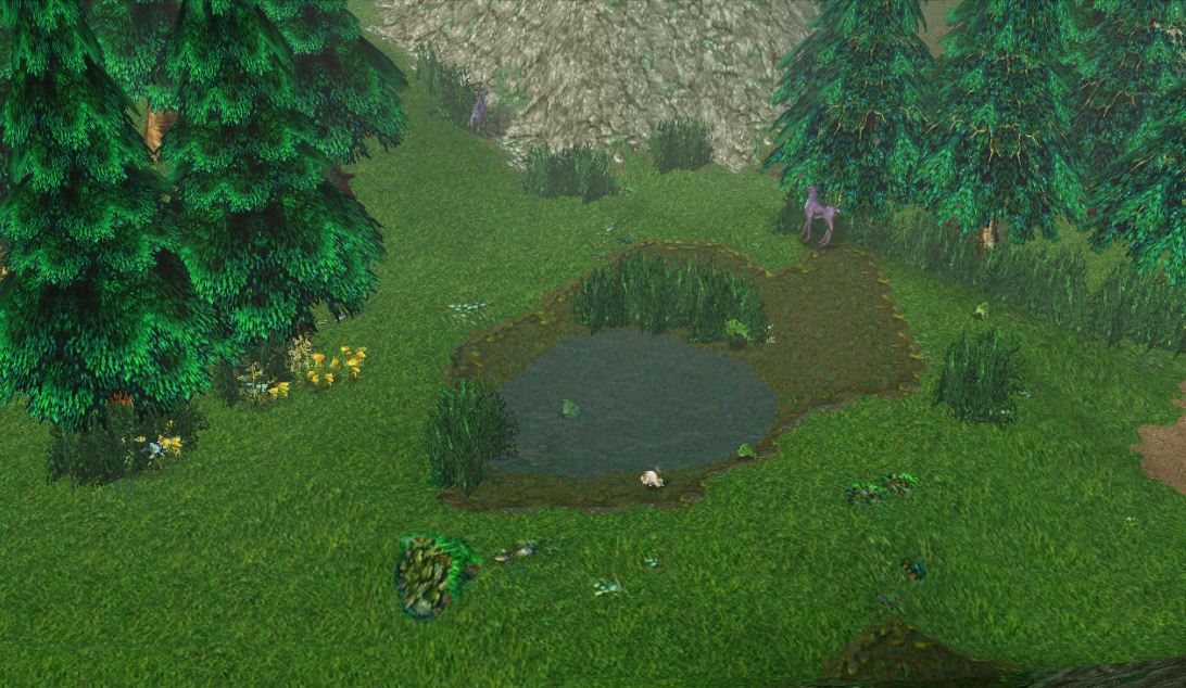 A pond in the highlands at the foot of the mountain.