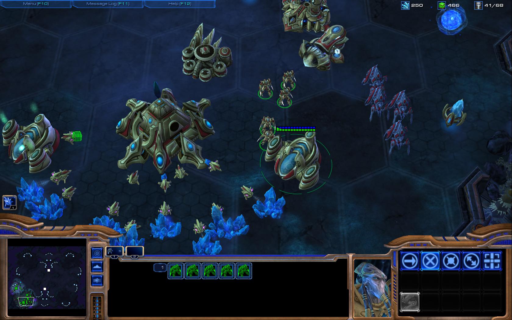 A Protoss base in production.