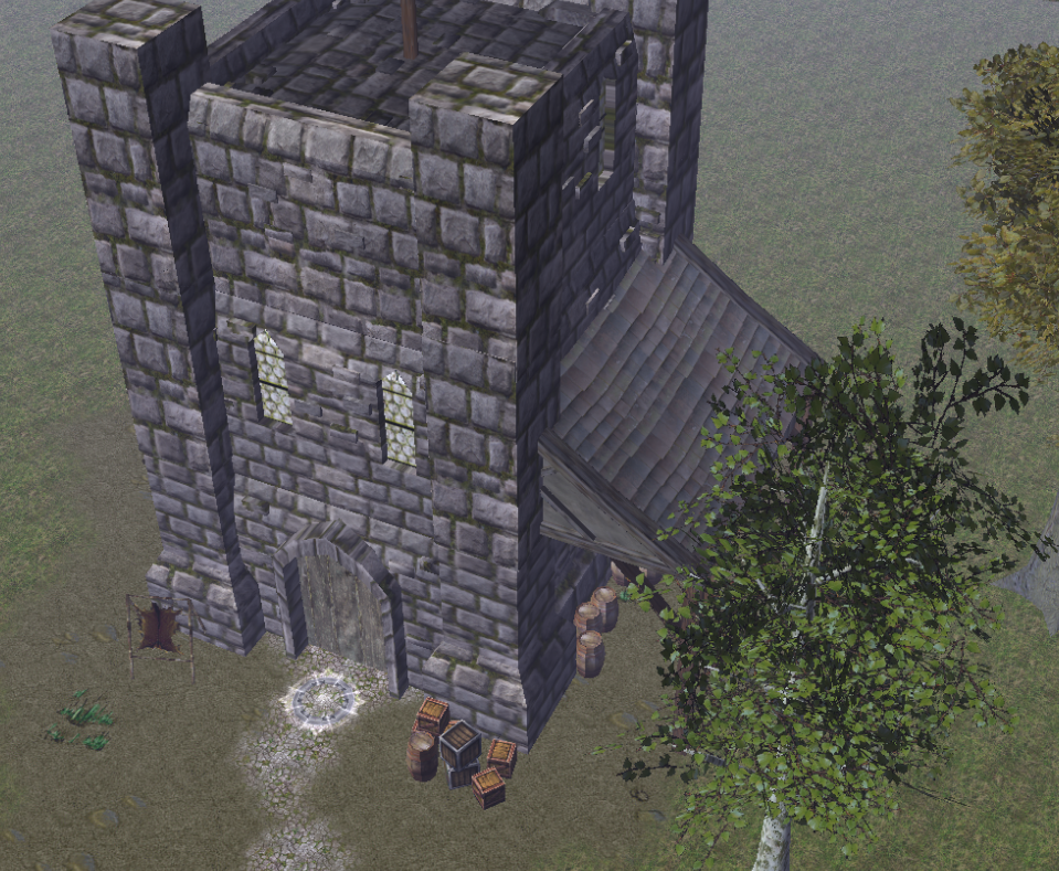A relatively unfinished tower that is enterable in the Palenthos countryside