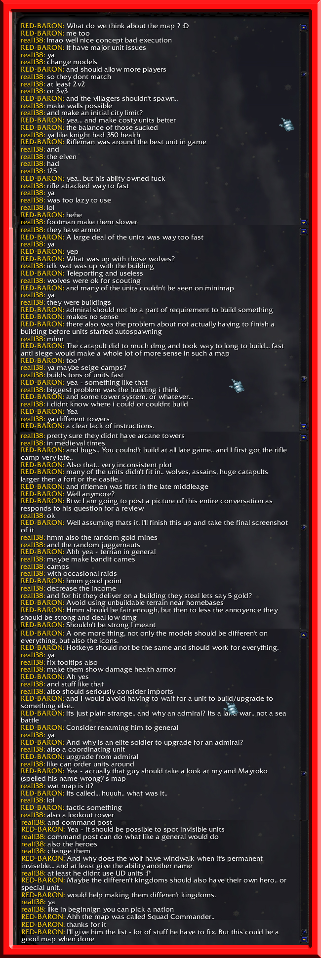 A Review conversation about the map; Medieval Conflict
