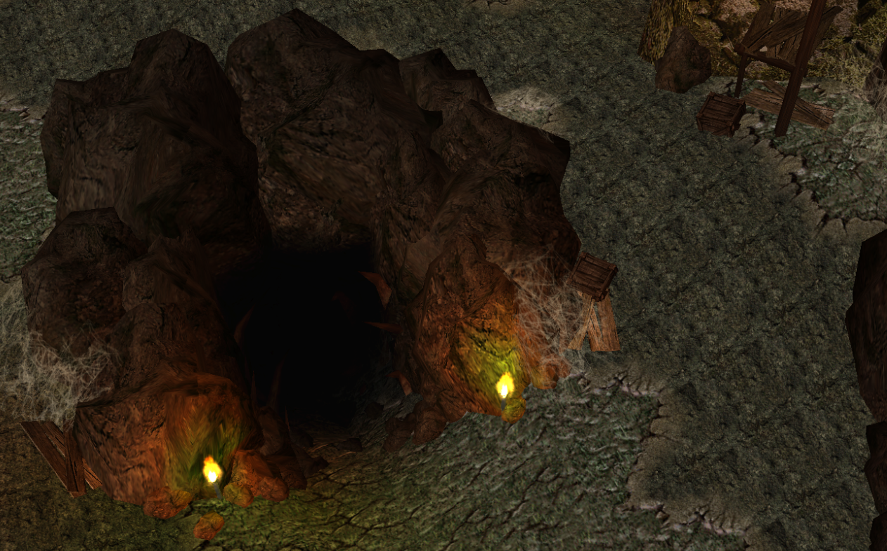 A slightly more updated screenshot of The Hole. I added some webs, and a few bone spikes. I will probably add more later. Especially to the surroundin