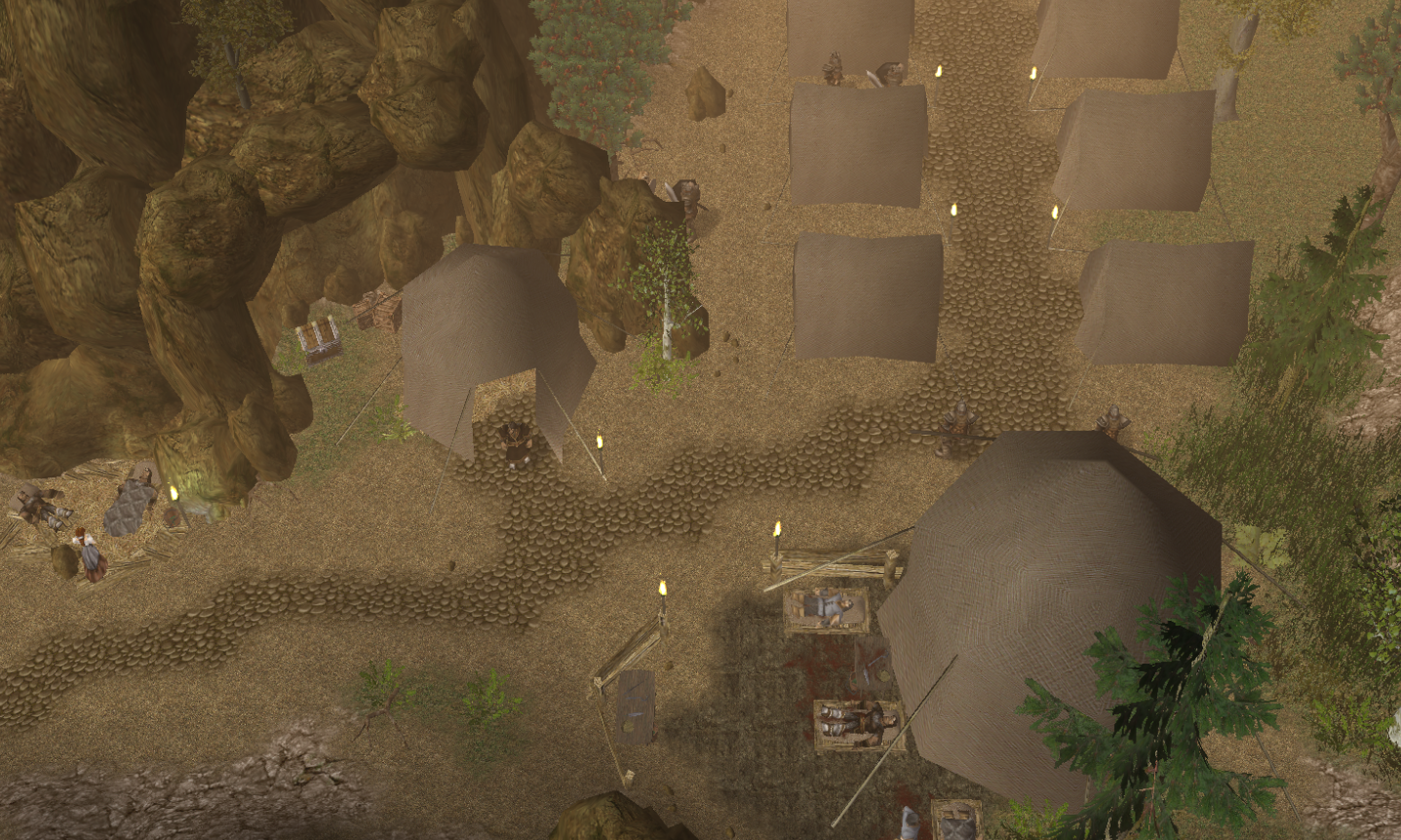 A small military camp just outside of Fort Barrows. This is the last outpost before trekking into the heart of the Callienth wilderness.