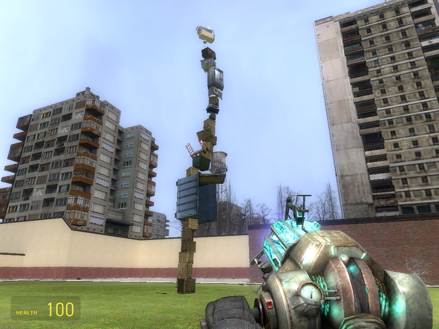 A tower I built in Garry's Mod. xD
It's an guy in the bathtub on the top. xD