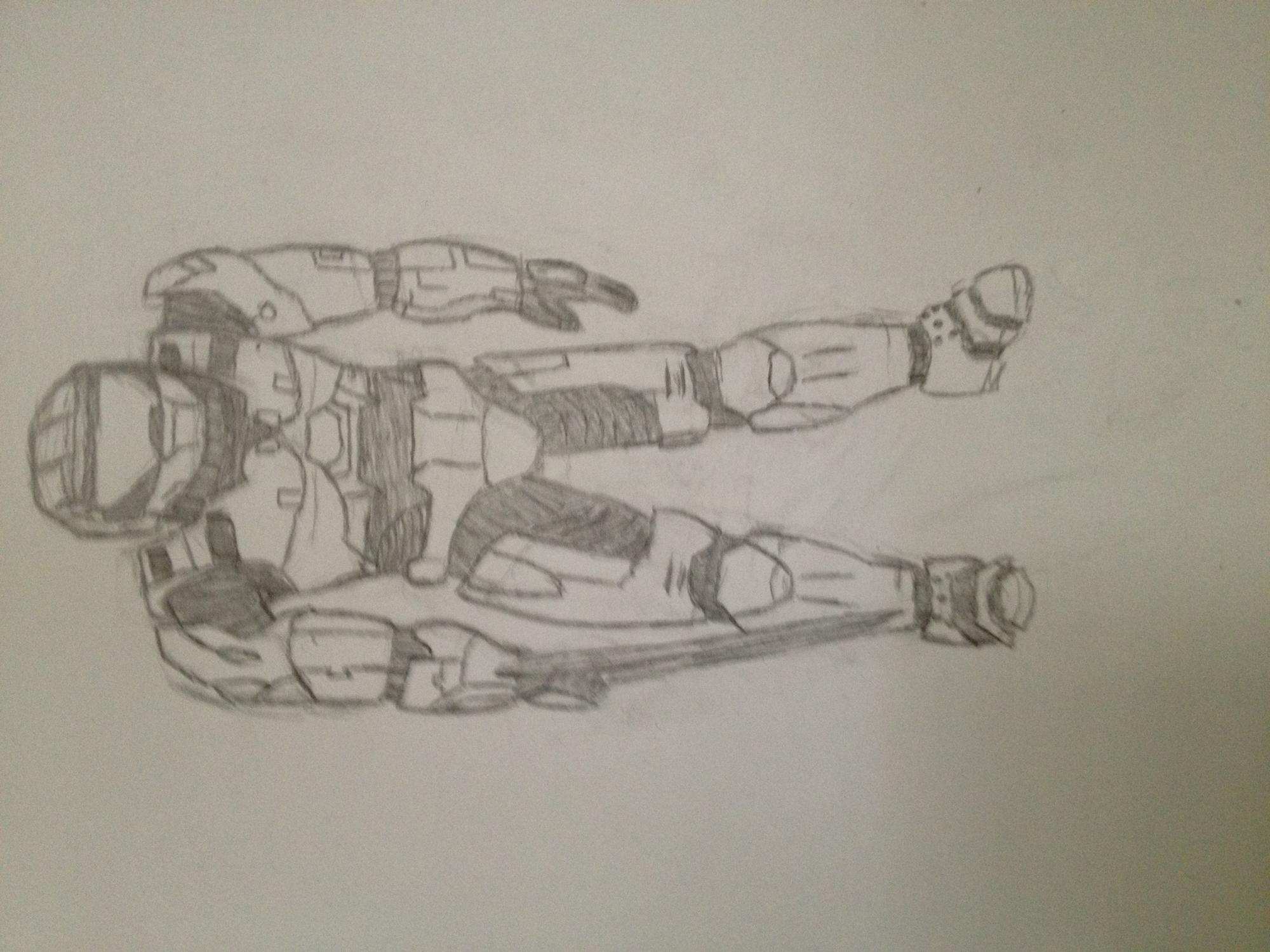 A two hours drawing of Master Chief frim Halo 2
There is a problem with his leg