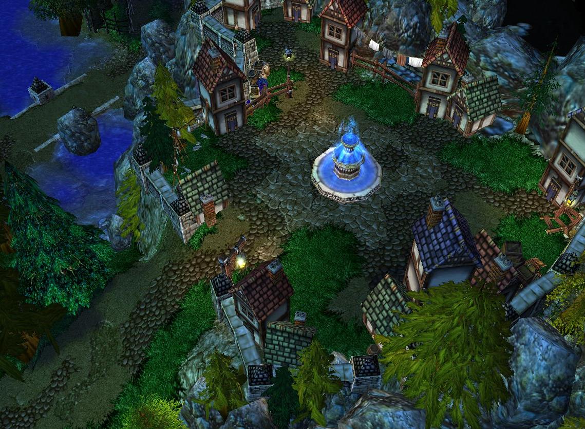 A village built on a hill, similar with another picture just with the village.