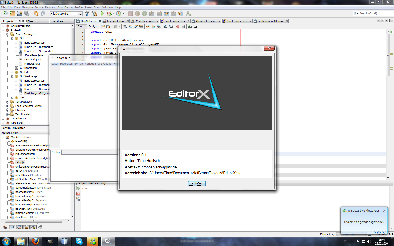 About window preview XD