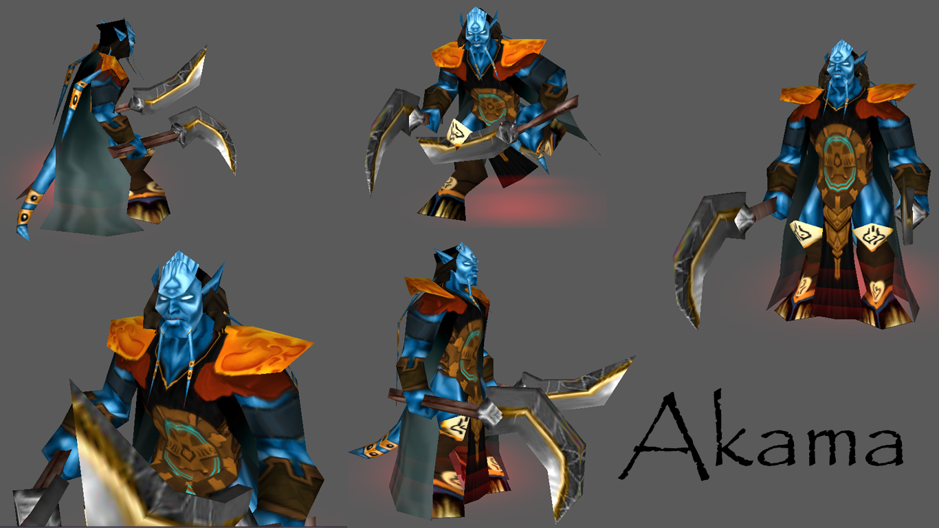 Akama with origional weapons. Never will get it to work, but i like the concept. If i could get the model to work id reskin him and make him proper. :