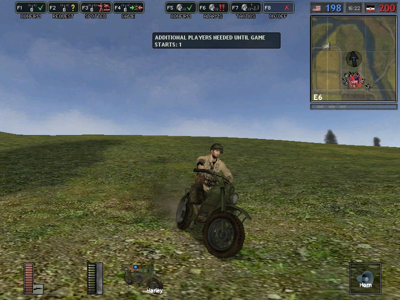 An American soldier riding a Harley motorcycle. Looks bad ass from here.

~Took from Battlegroup 42, a mod for Battlefield 1942